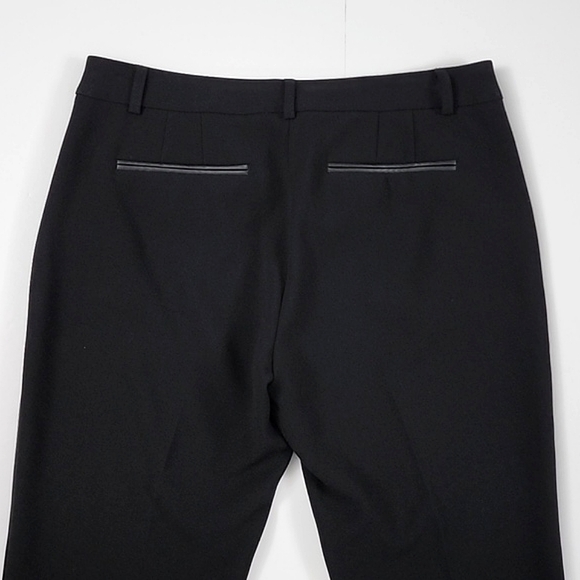 Sandra Angelozzi Women's Black Tapered Dress Pants Faux Leather Piping Size 38 - Picture 2 of 16